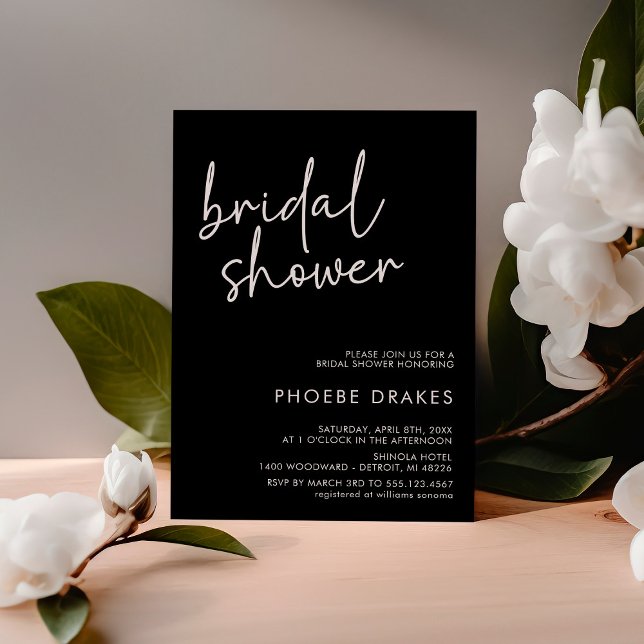 Black Minimalist Script Bridal Shower Invitation (Creator Uploaded)