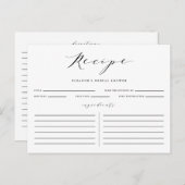 Black Minimalist Script Bridal Shower Recipe Card (Front/Back)