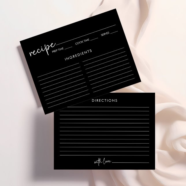 Black Minimalist Script Bridal Shower Recipe Card (Creator Uploaded)