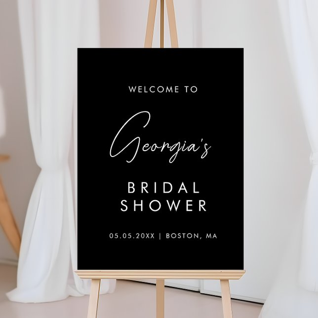 Black Minimalist Script Bridal Shower Welcome Foam Board (Creator Uploaded)