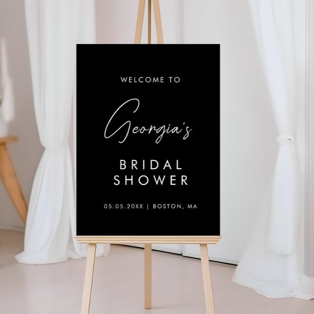 Black Minimalist Script Bridal Shower Welcome Foam Board (Creator Uploaded)
