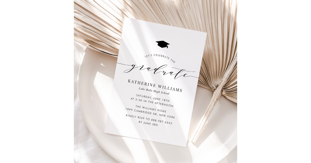 Black Minimalist Script Graduation Party Invitation | Zazzle