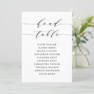 Black Minimalist Script Head Table Card