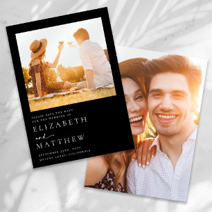 Black Minimalist Script Photo Wedding Save The Date