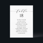 Black Minimalist Script Seating Plan Table Number<br><div class="desc">Customizable table number seating plan. It features a black whimsical script and classic typography. Personalize by adding your own details. This minimalist table seating plan is perfect for any weddings,  baby showers,  bridal showers,  birthdays,  and so much more.</div>