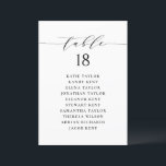Black Minimalist Script Seating Plan Table Number<br><div class="desc">Customizable table number seating plan. It features a black whimsical script and classic typography. Personalize by adding your own details. This minimalist table seating plan is perfect for any weddings,  baby showers,  bridal showers,  birthdays,  and so much more.</div>