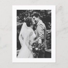 Black Minimalist Script Typography Wedding Photo Postcard