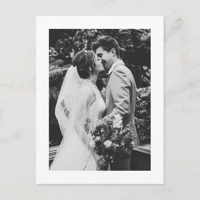 Black Minimalist Script Typography Wedding Photo Postcard (Front)