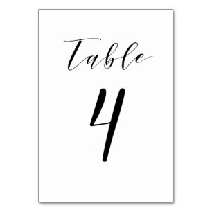Black Minimalist Script Wedding Table Number
