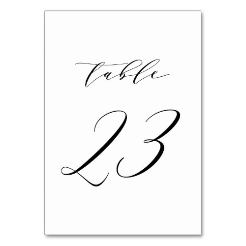 Black Minimalist Script Wedding Table Number 23