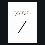 Black Minimalist Script Wedding Table Number Card<br><div class="desc">Table 1. Elegant table numbers card featuring black minimalist script. This black and white table number is perfect for weddings,  graduation,  baby showers,  bridal showers and other events. Other number and colour are available.</div>