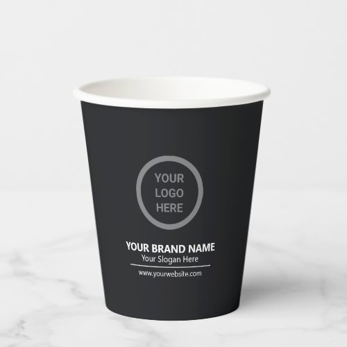 Black Minimalist Simple Company Logo Event Promo Paper Cups