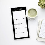 Black Minimalist Simple Grocery Shopping List Magnetic Notepad<br><div class="desc">Write your grocery list on this magnetic note pad for an easy way to plan your route through the store while shopping. The magnetic back sticks on your fridge, metal pantry door or whiteboard command center. The simple, modern layout in clean black and white with sans serif fonts will appeal...</div>