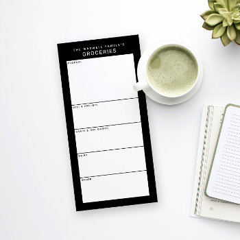 Black Minimalist Simple Grocery Shopping List Magnetic Notepad by 2BirdStone at Zazzle