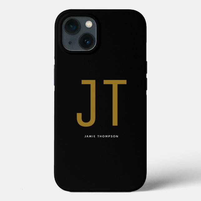 Black Minimalist Simple Modern Monogram  Case-Mate iPhone Case (Back)