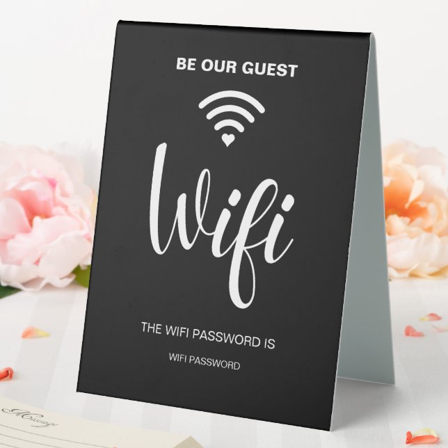 Black Minimalist Simple Wifi Password  Table Tent (In SItu (Wedding))