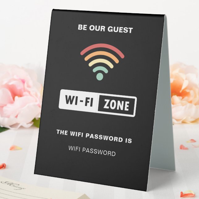 Black Minimalist Simple Wifi Password  Table Tent (In SItu (Wedding))