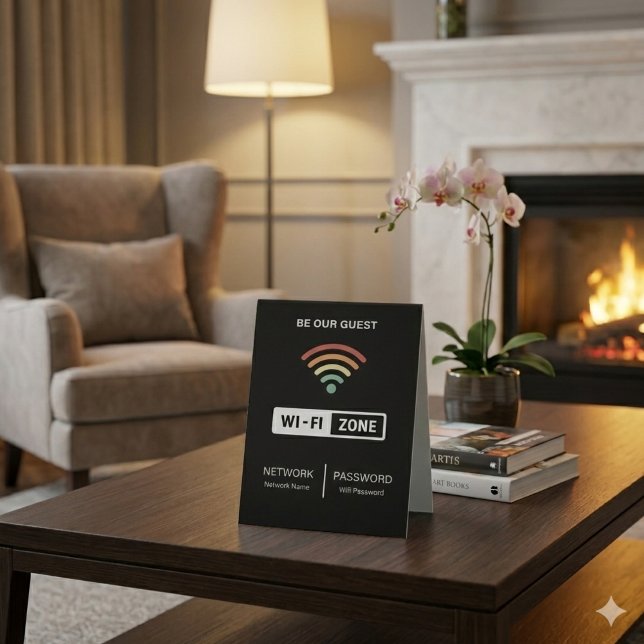 Black Minimalist Simple Wifi Password  Table Tent (Creator Uploaded)