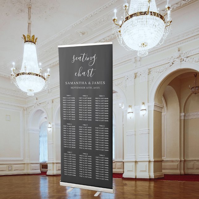 Black Minimalist Stylish Wedding Seating Chart Retractable Banner (Creator Uploaded)