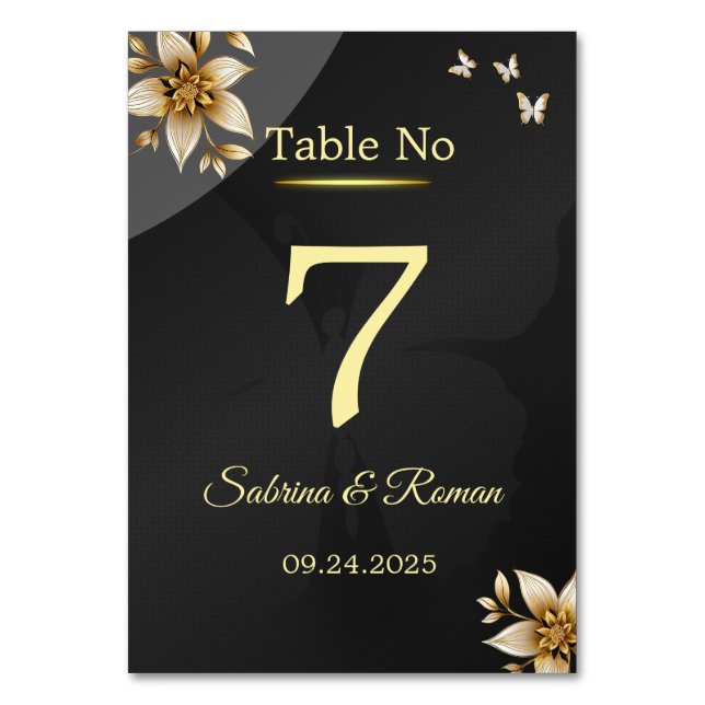 Black Minimalist table number (Front)