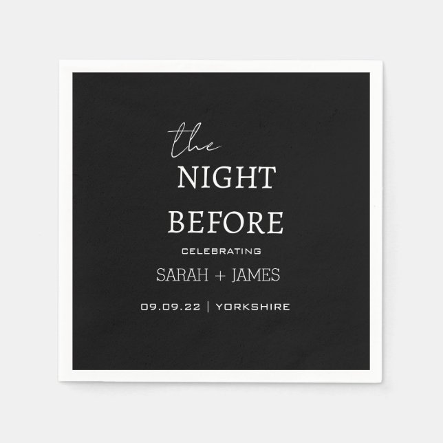 Black Minimalist The Night Before Wedding  Napkins (Front)