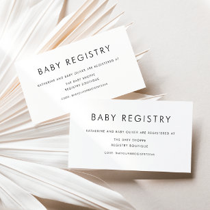 Black Minimalist Typography Baby Shower Registry Enclosure Card