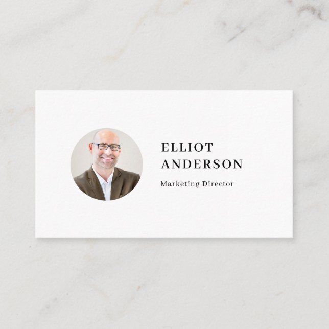 Black Minimalist Typography Circle Photo Business Card (Front)