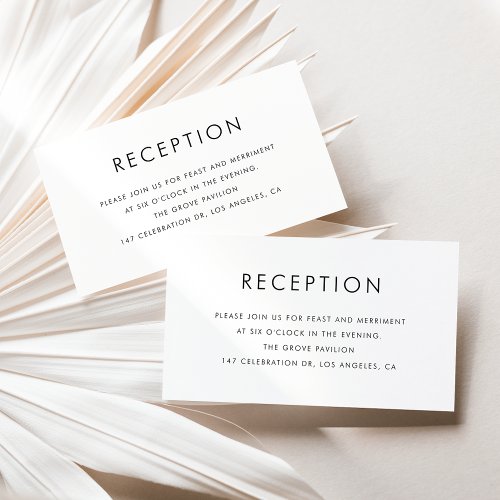 Black Minimalist Typography Wedding Reception Enclosure Card