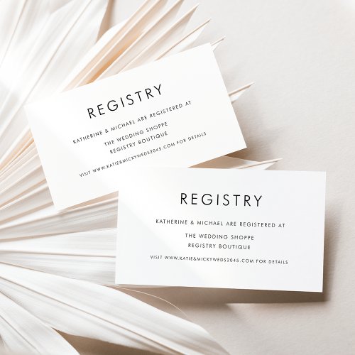 Black Minimalist Typography Wedding Registry Enclosure Card