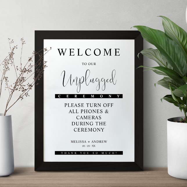 Black Minimalist Unplugged Wedding Sign (Creator Uploaded)