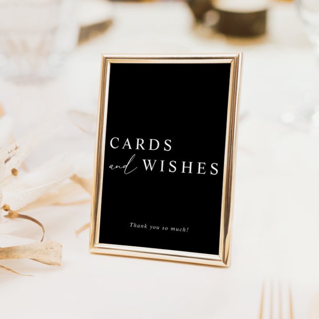 Black Minimalist Wedding Cards and Wishes Sign (Creator Uploaded)