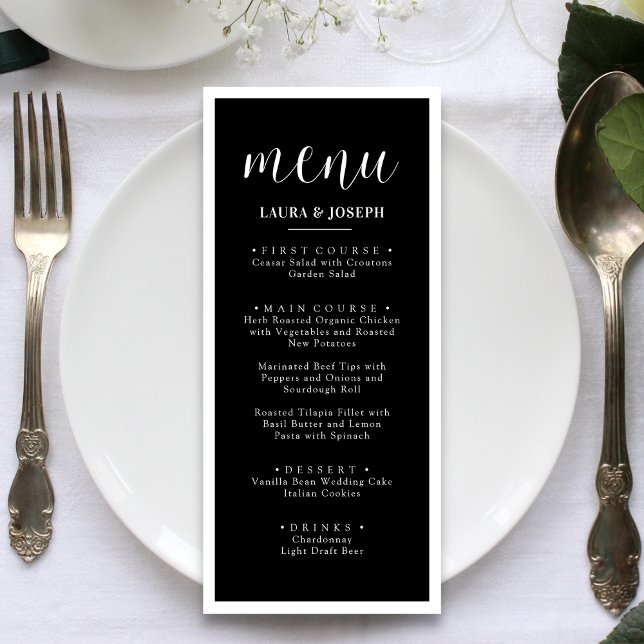 Black Minimalist Wedding Dinner Menu (Creator Uploaded)
