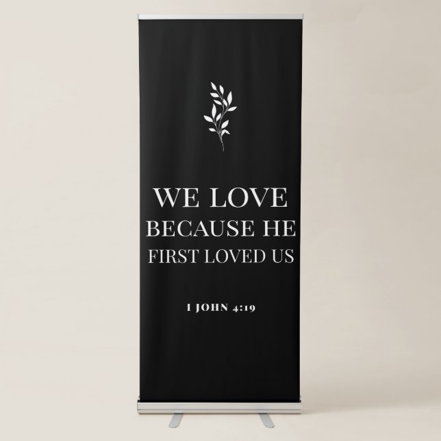 Black minimalist wedding entrance  retractable banner (Front)