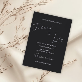 Black Minimalist Wedding Invitation