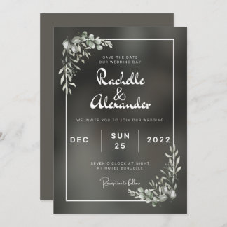 Black Minimalist Wedding Invitation