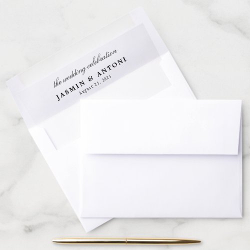 Black Minimalist Wedding Lined Envelope Liner