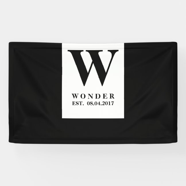 Black Minimalist Wedding Monogram | Newlywed Desig Banner
