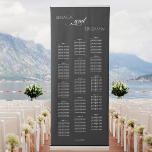 BLACK Minimalist Wedding Seating Chart Retractable Banner