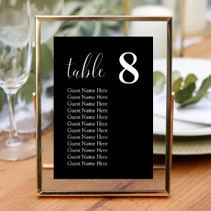 Black Minimalist Wedding Seating Chart Table Cards