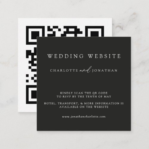 Black Minimalist Wedding Website QR Code Enclosure