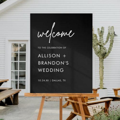 Black Minimalist Wedding Welcome  Acrylic Sign