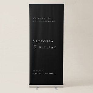 Black Minimalist Wedding Welcome Retractable Banner