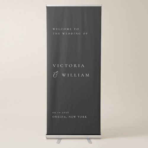 Black Minimalist Wedding Welcome Retractable Banner