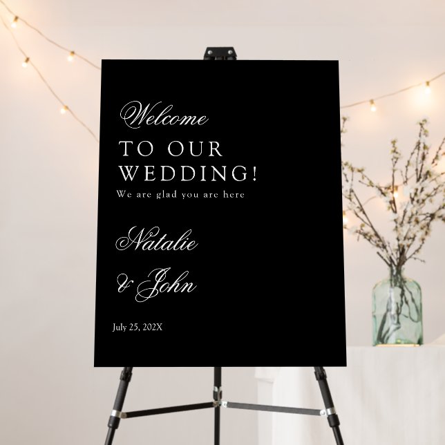 Black Minimalist Wedding Welcome sign (In Situ (Stand))