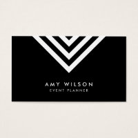 Black Minimalist White Chevron Geometric Business Card