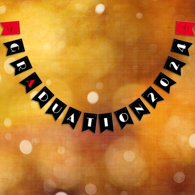 Black minimalist white red graduation  bunting flags (Creator Uploaded)