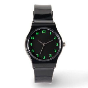 Black Minimalist with Vintage Computer Numbers Watch