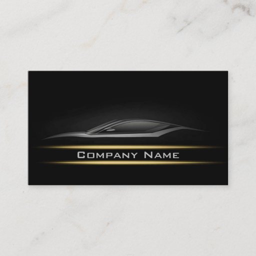 Customizable Simple Black Minimalistic Yellow Line Car Card Business Card