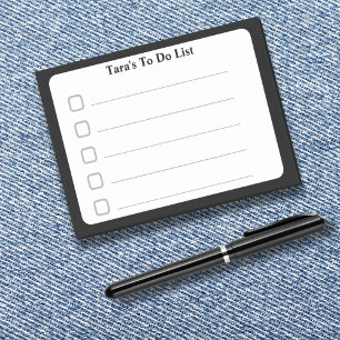 Black Minimalistic Custom Name To Do List Sticky Post-it Notes
