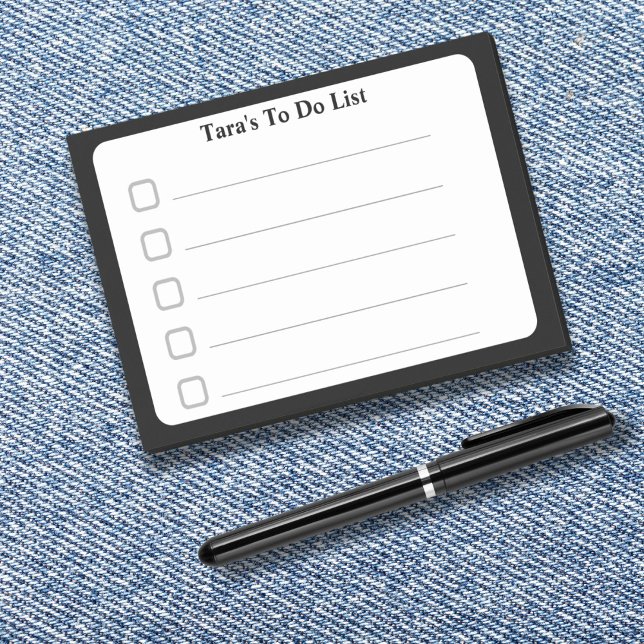 Black Minimalistic Custom Name To Do List Sticky Post-it Notes (Creator Uploaded)
